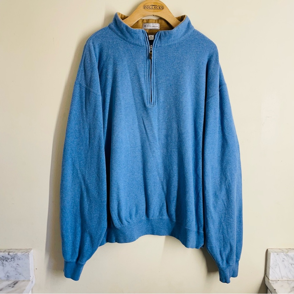 Peter Millar Vintage Half-Zip Pullover Sweater Light Blue Size XL